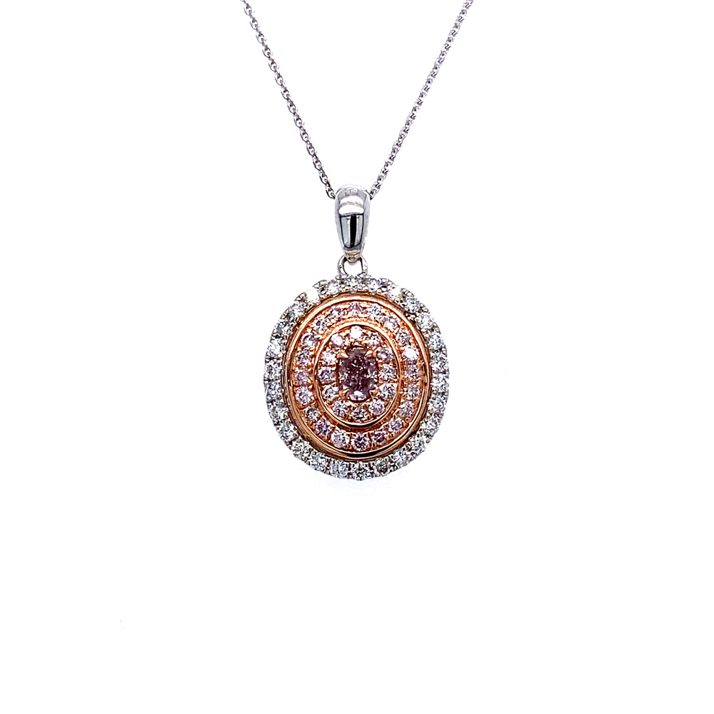 Pink and White Diamond Necklace in 18K Two Toned Gold