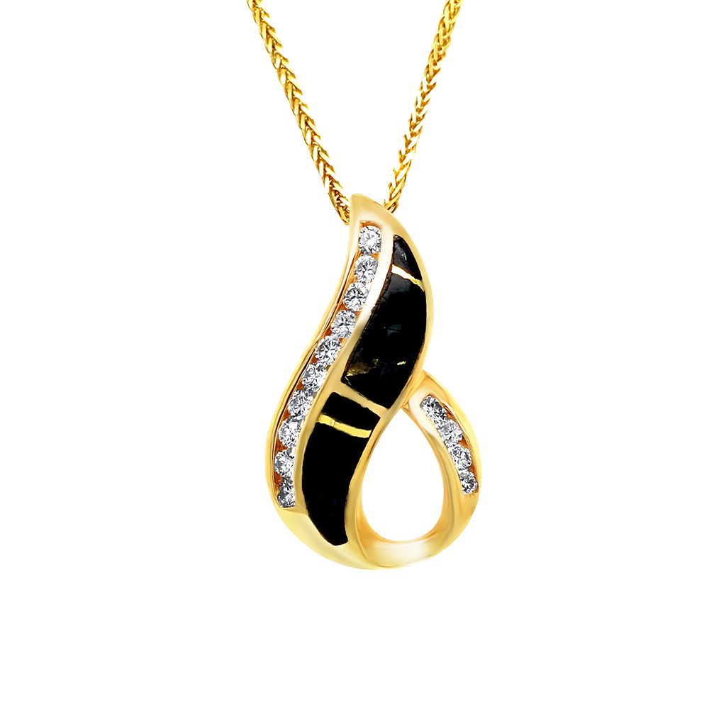 Black Glacier Gold & Gold Nugget Pendant in 14K Yellow Gold