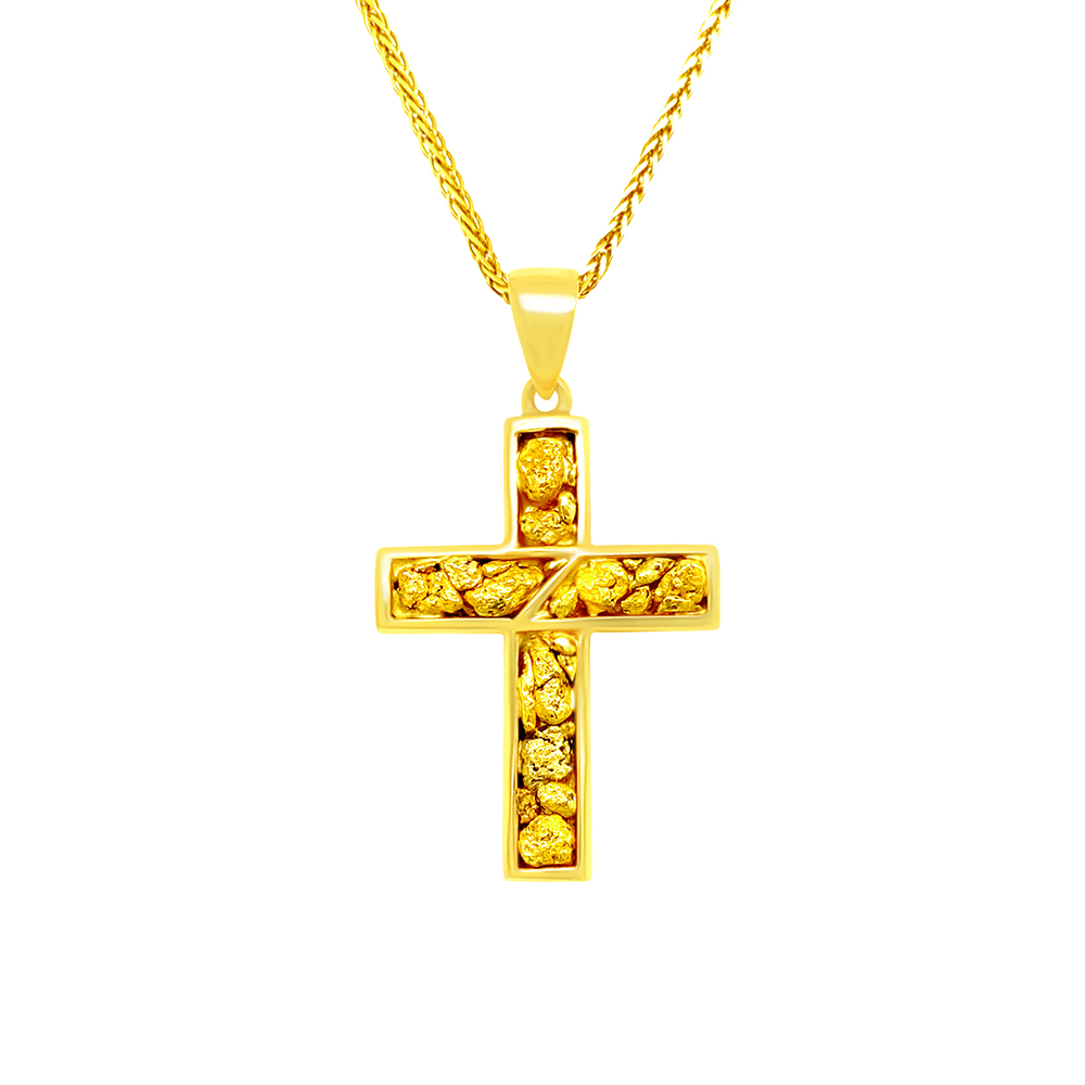 Natural Gold Nugget Pendant in 14K Yellow Gold