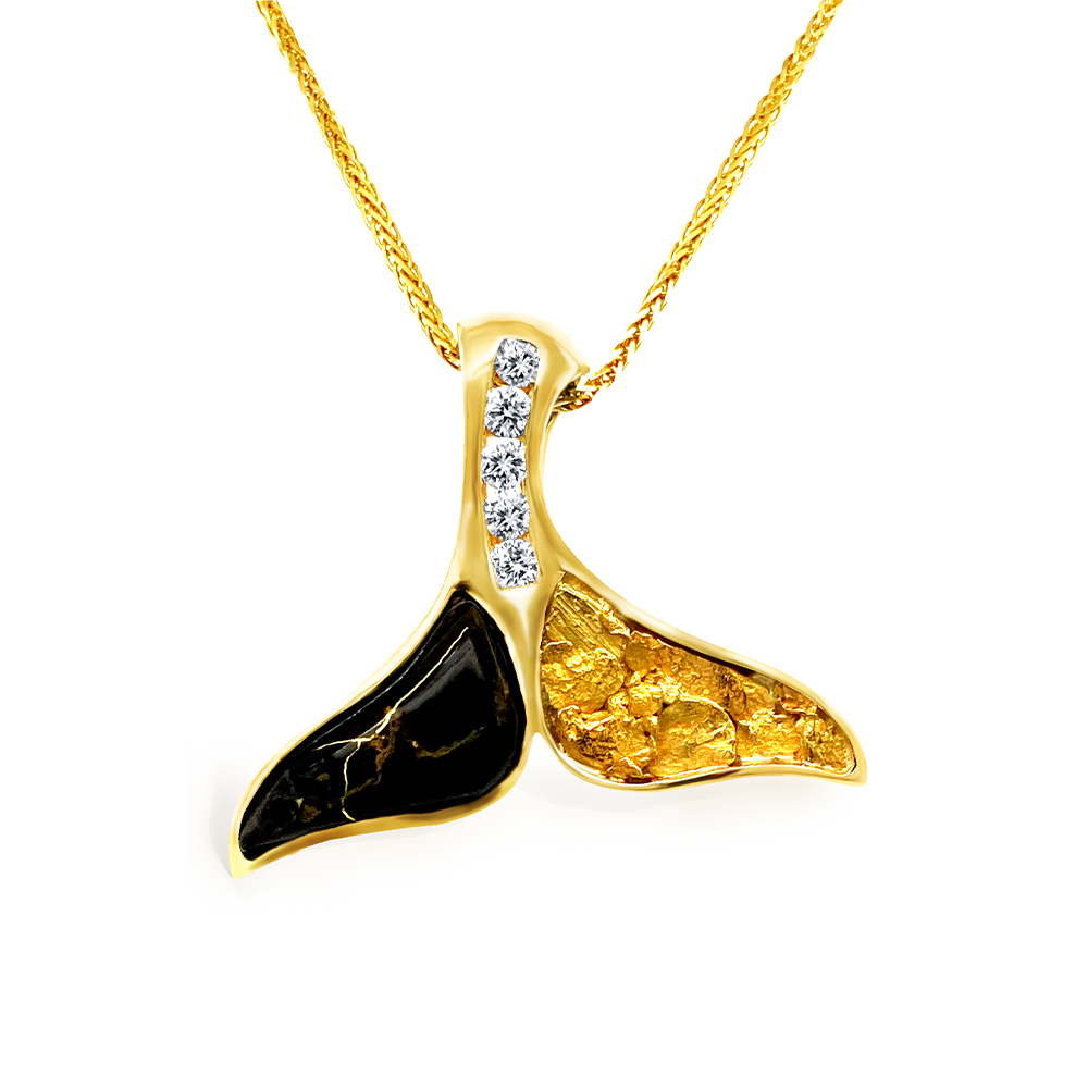 Black Glacier Gold & Gold Nugget Pendant in 14K Yellow Gold