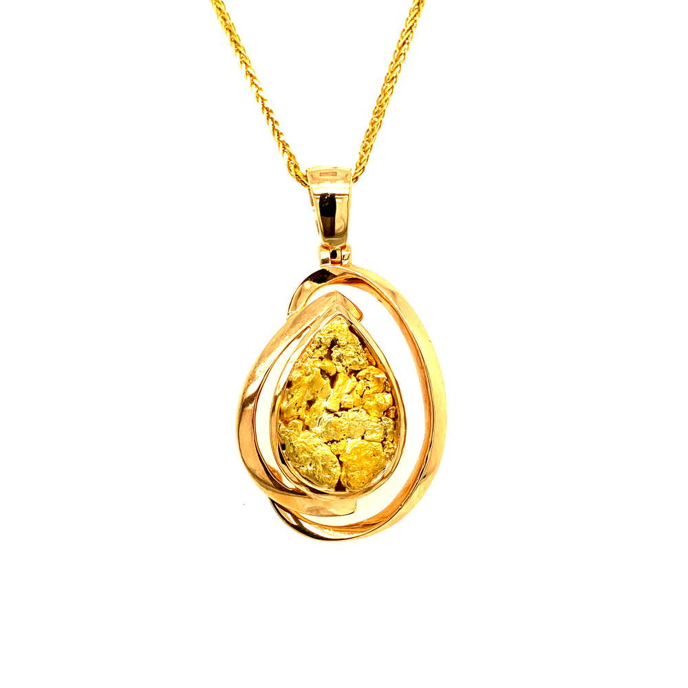 Gold Nugget Pendant in 14K Yellow Gold