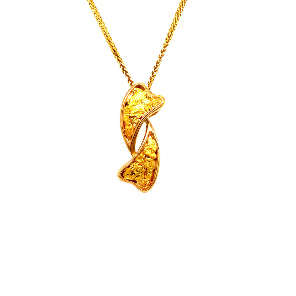 Men's 14k Yellow Gold Nugget Pendant - Solid Gold, No Stone, BillyTheTree Jewelry