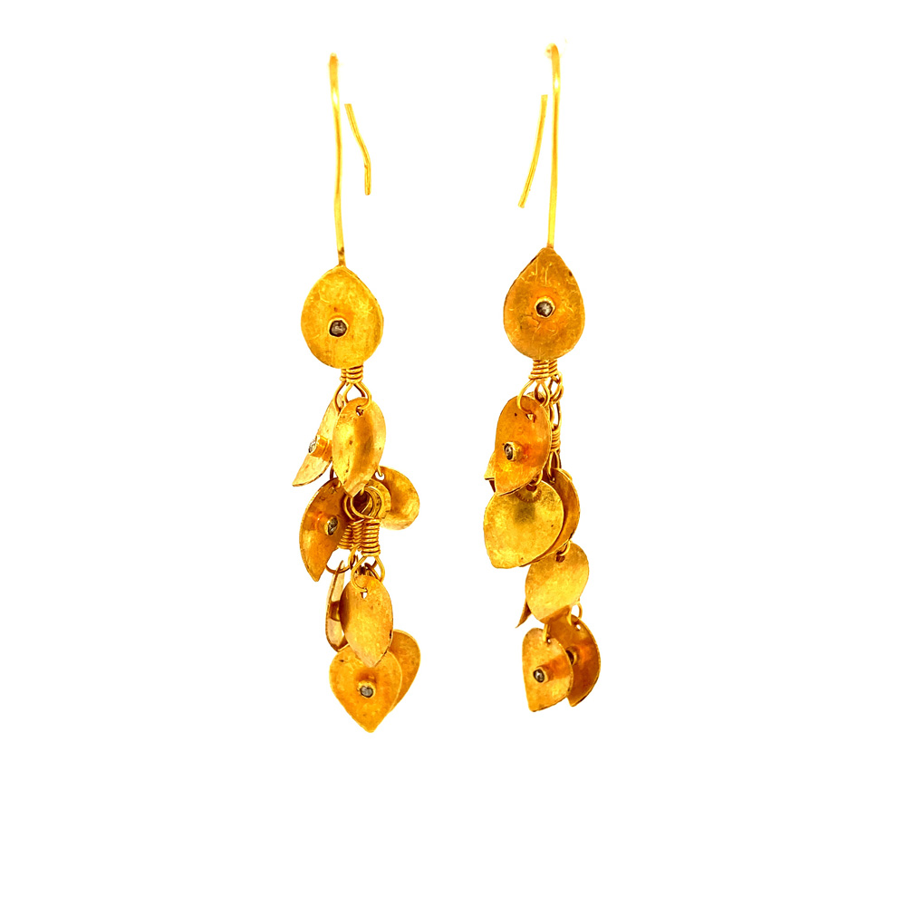 Matte Gold Dangle Earring in 18K Yellow Gold