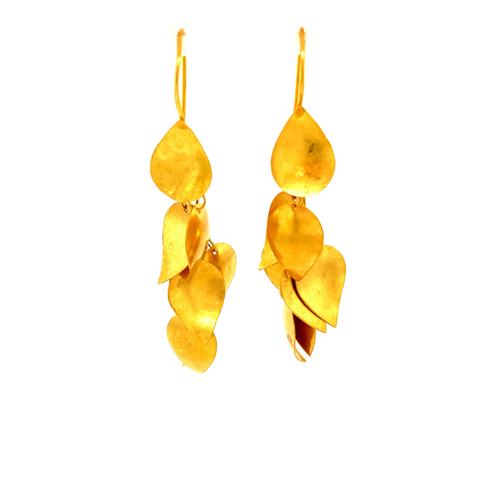 Leaf Gold Dangle Earring in 18K Yellow Gold