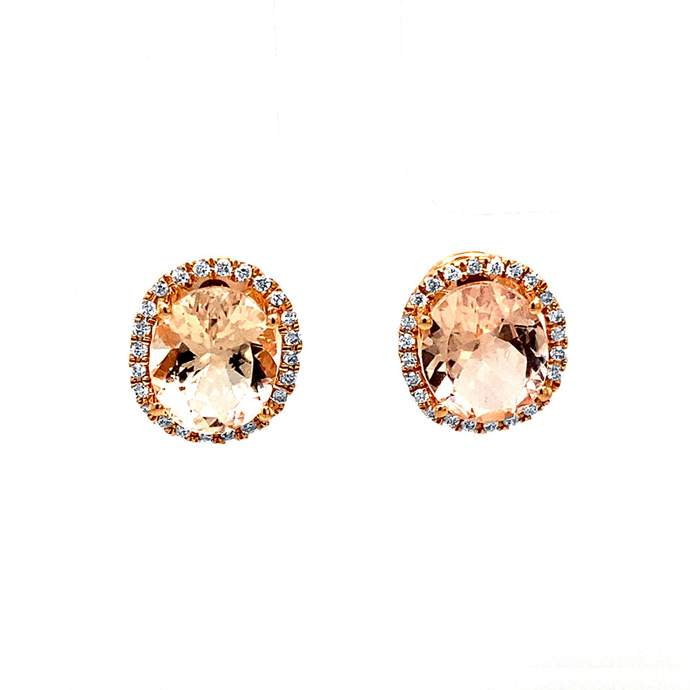 Morganite Ladies Earring in 14K Rose Gold