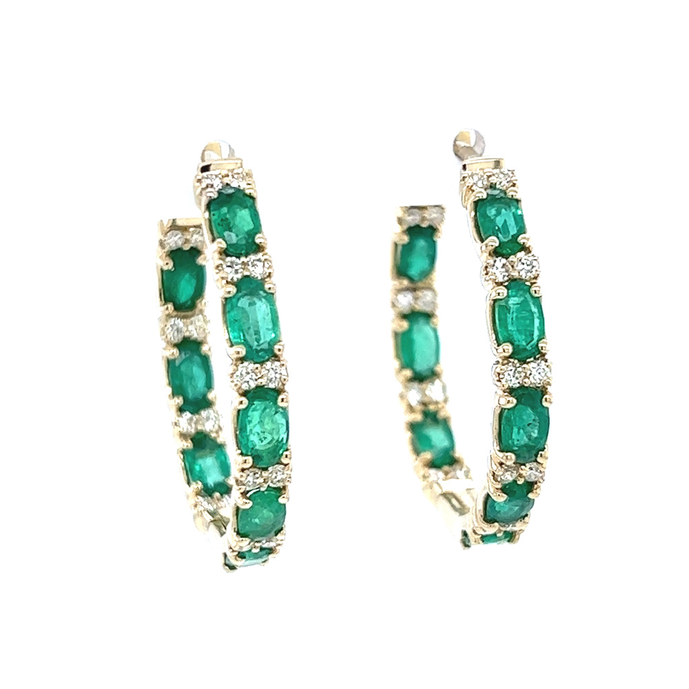 Emerald Earrings in 14K Yellow Gold