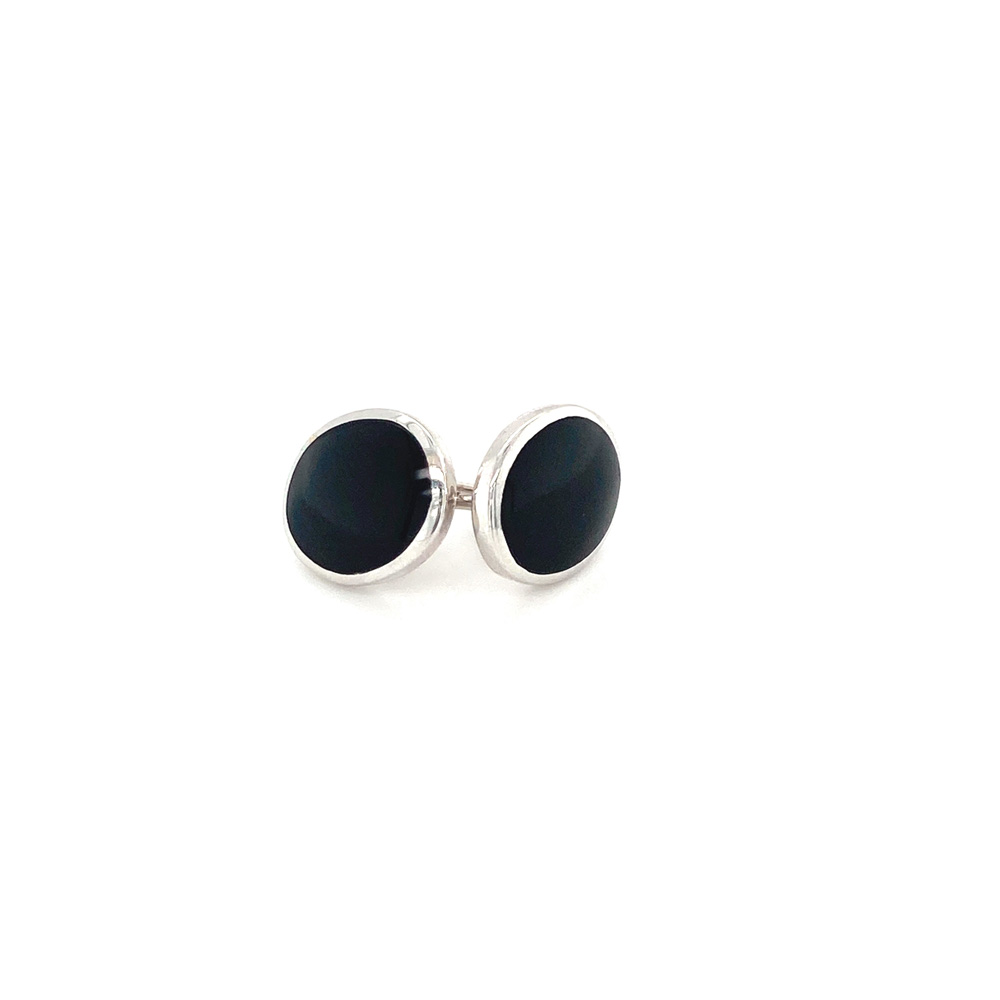 Black Onyx Earring in 14K White Gold