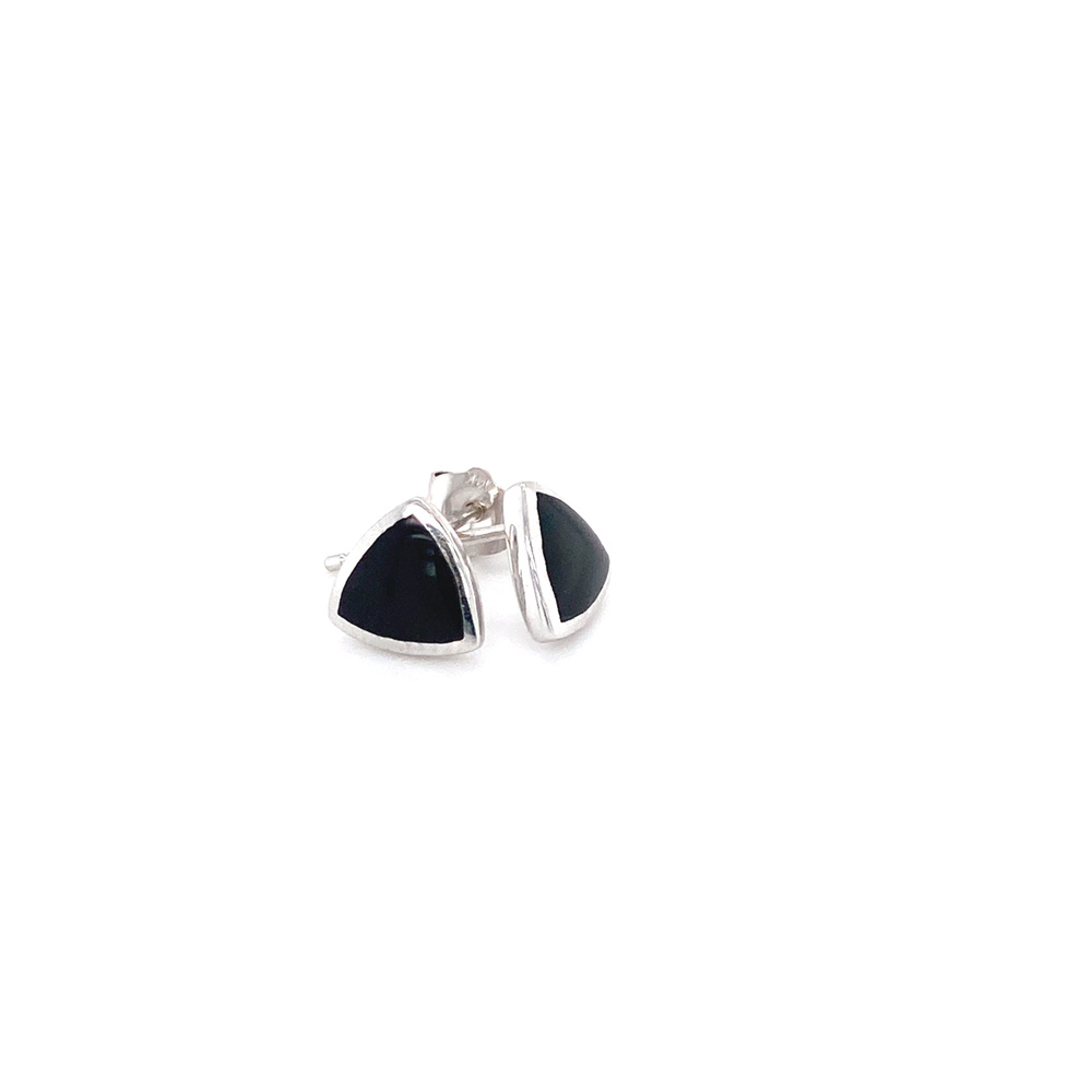 Black Onyx Earring in 14K White Gold