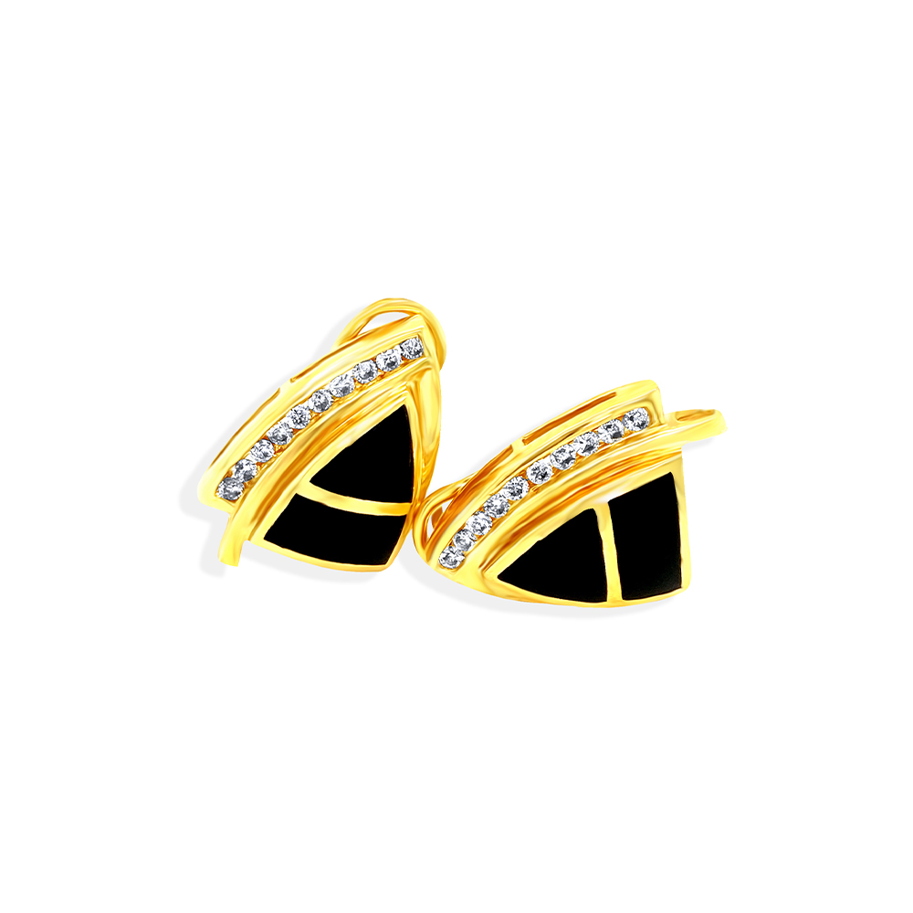 Onyx Earring in 14K Yellow Gold