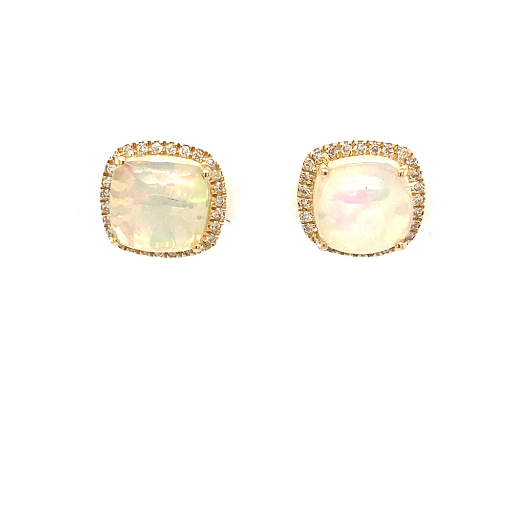 White Opal Earring in 14K Rose Gold