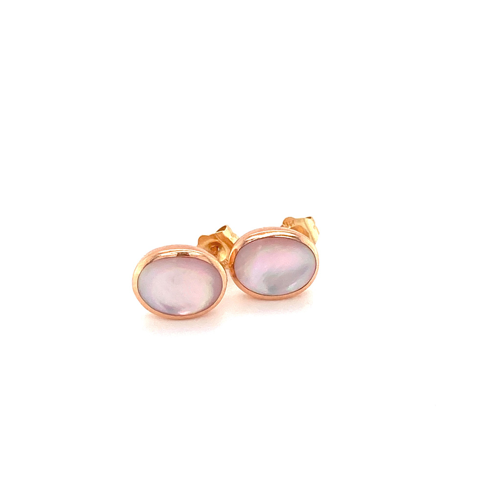 Pink Mother of Pearl Earring in 14K Rose Gold