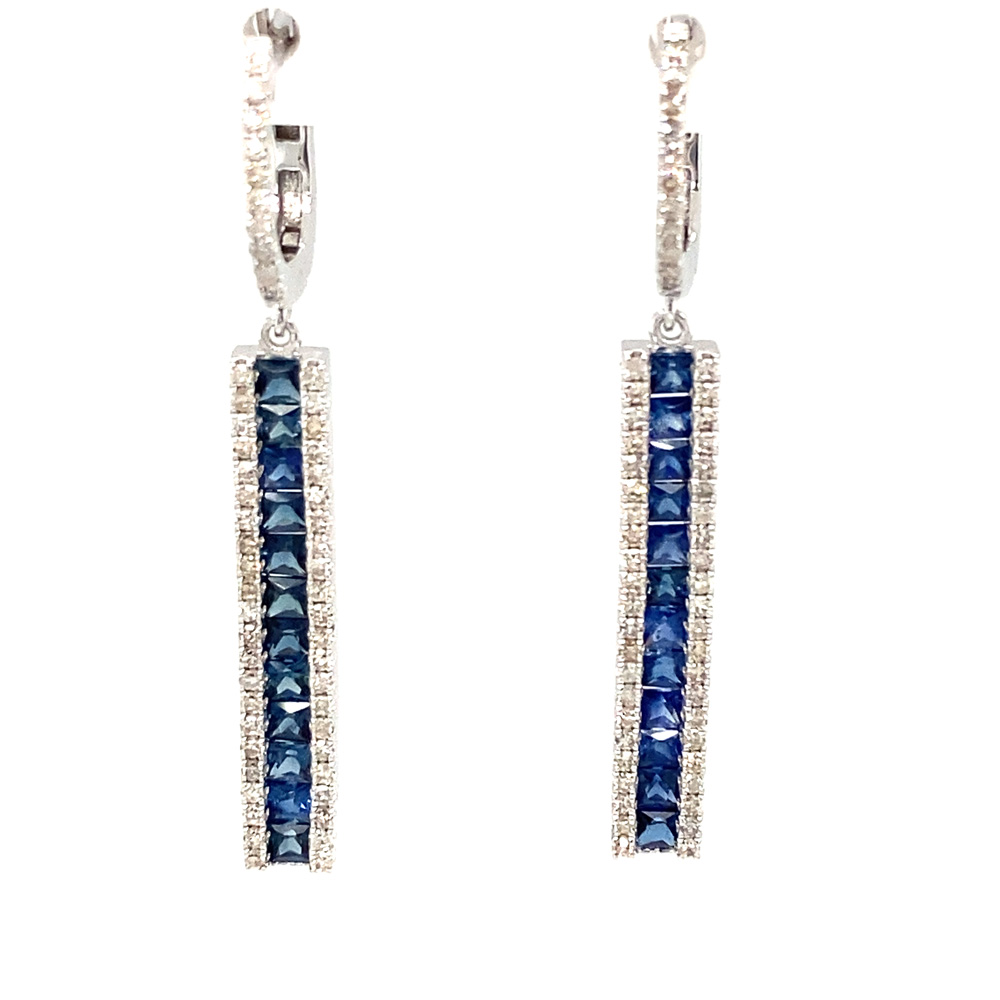 Blue Sapphire Earring in 14K White Gold