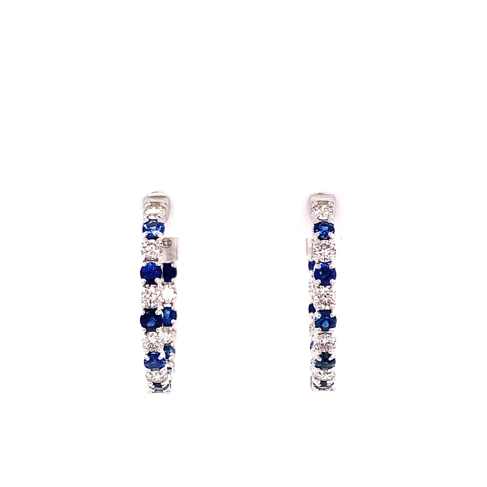 Blue Sapphire Earring in 14K White Gold
