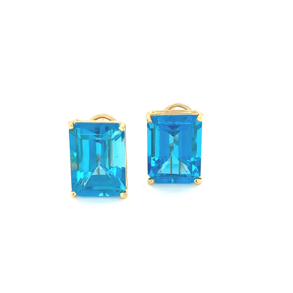 Blue Topaz Earring in 14K Yellow Gold