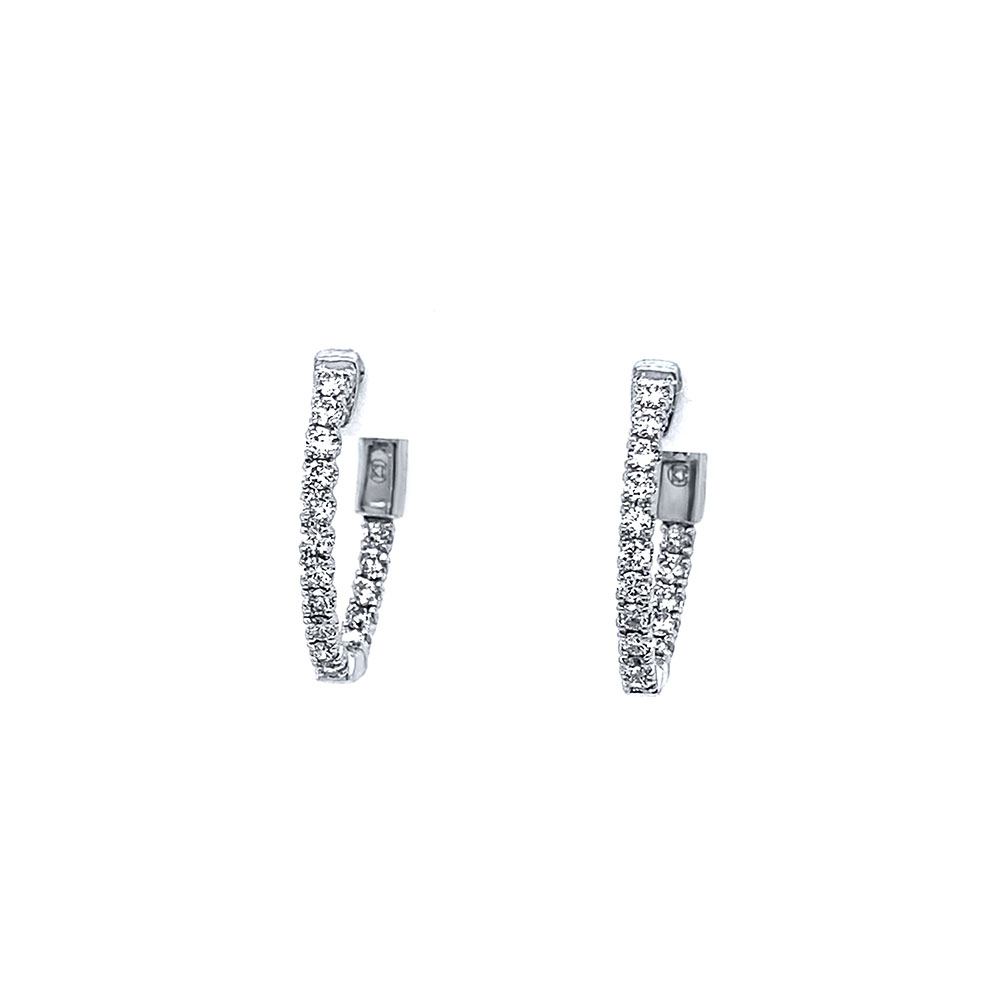 Diamond In & Out Earring in 14K White Gold
