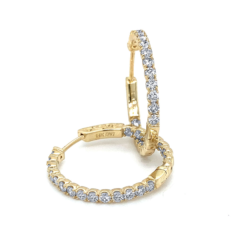 Diamond In & Out Earring in 14K Yellow Gold