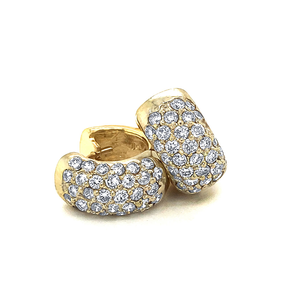 Diamond Fancy Huggie Earring in 14K Yellow Gold