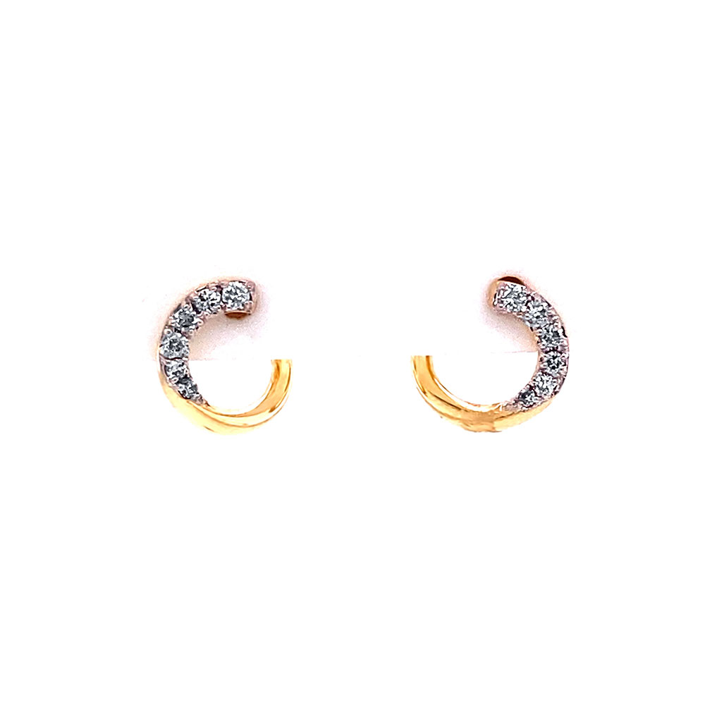 Diamond C-Shape Earring in 14K Yellow Gold