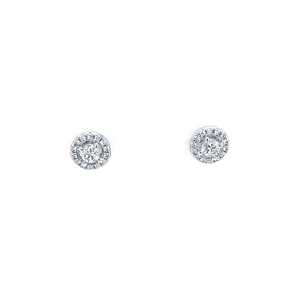 Diamond Cluster Stud Earring in 14K White Gold