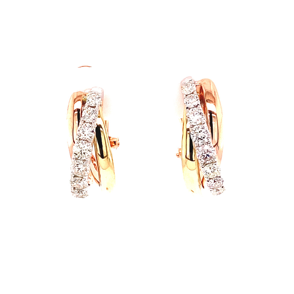 Diamond Earrings in 14K Tri Tone Gold