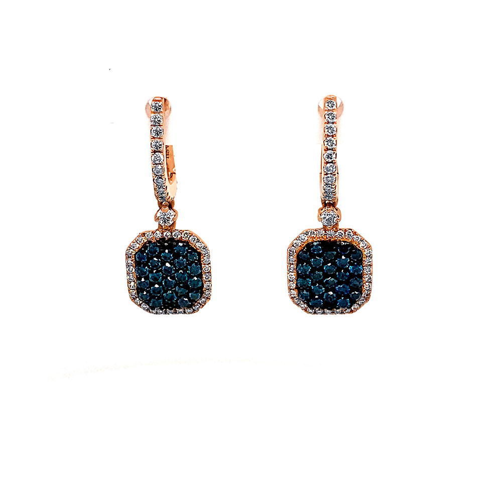 Blue Diamond Earring in 14K Rose Gold