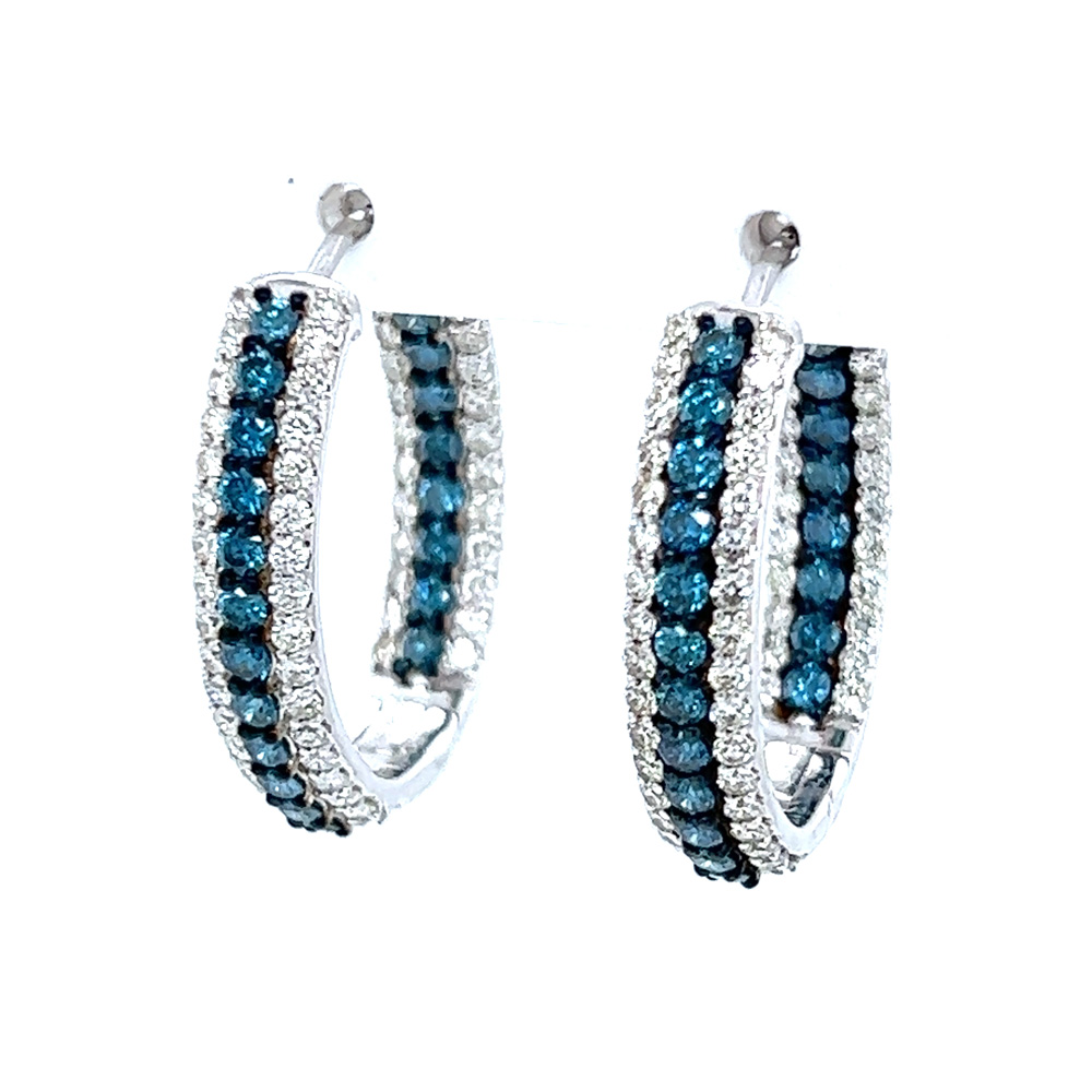 Blue Diamond Earring in 14K White Gold