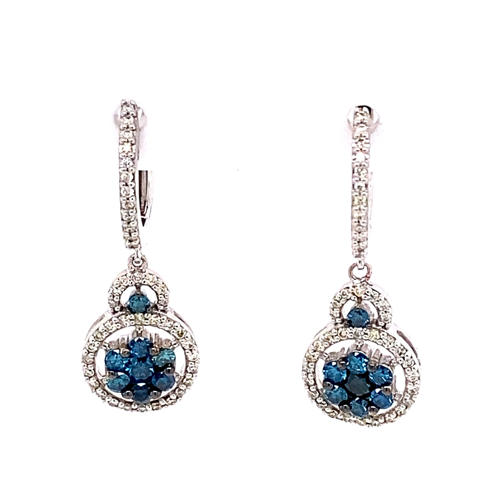 Blue Diamond Earring in 14K White Gold