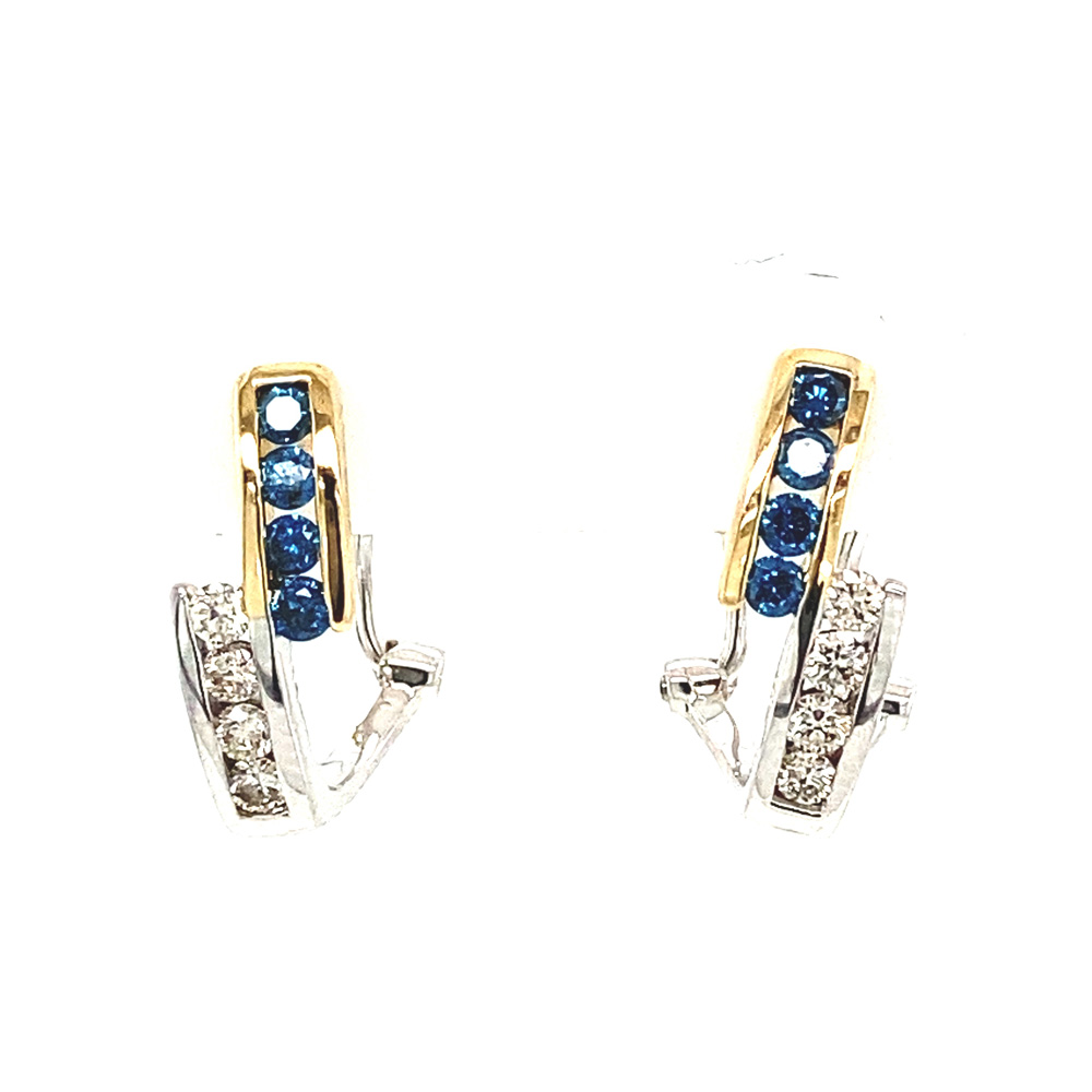 Blue Diamond Earring in 14K Two Tone Gold