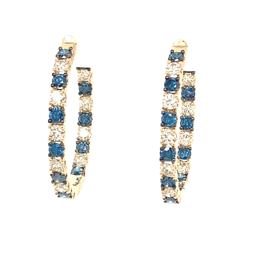 Blue Diamond Earring in 14K Yellow Gold