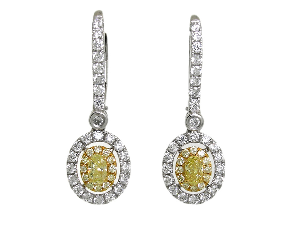 Yellow Diamond Earring in 18K Two Tone Gold