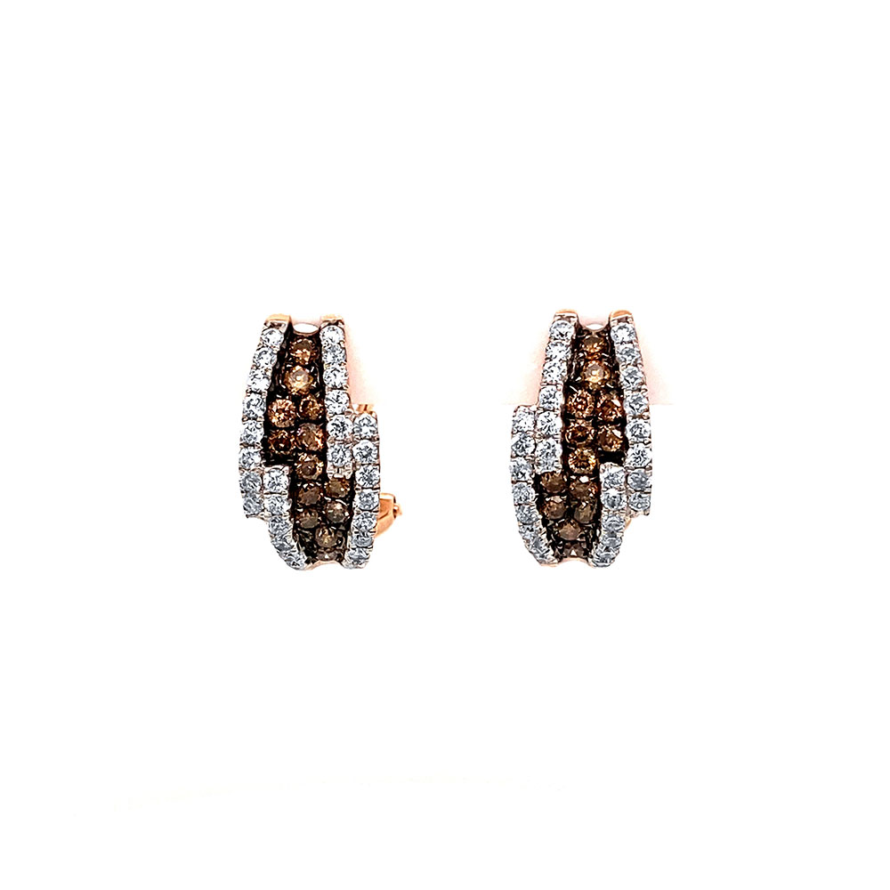 Orangy Brown Diamond Earring in 14K Rose Gold
