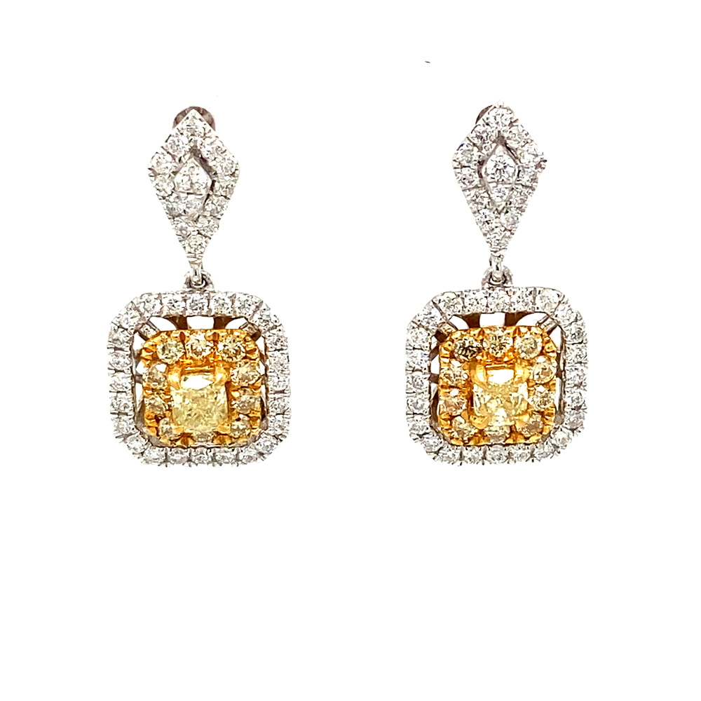 Yellow Diamond Earring in 18K Two Toned Gold