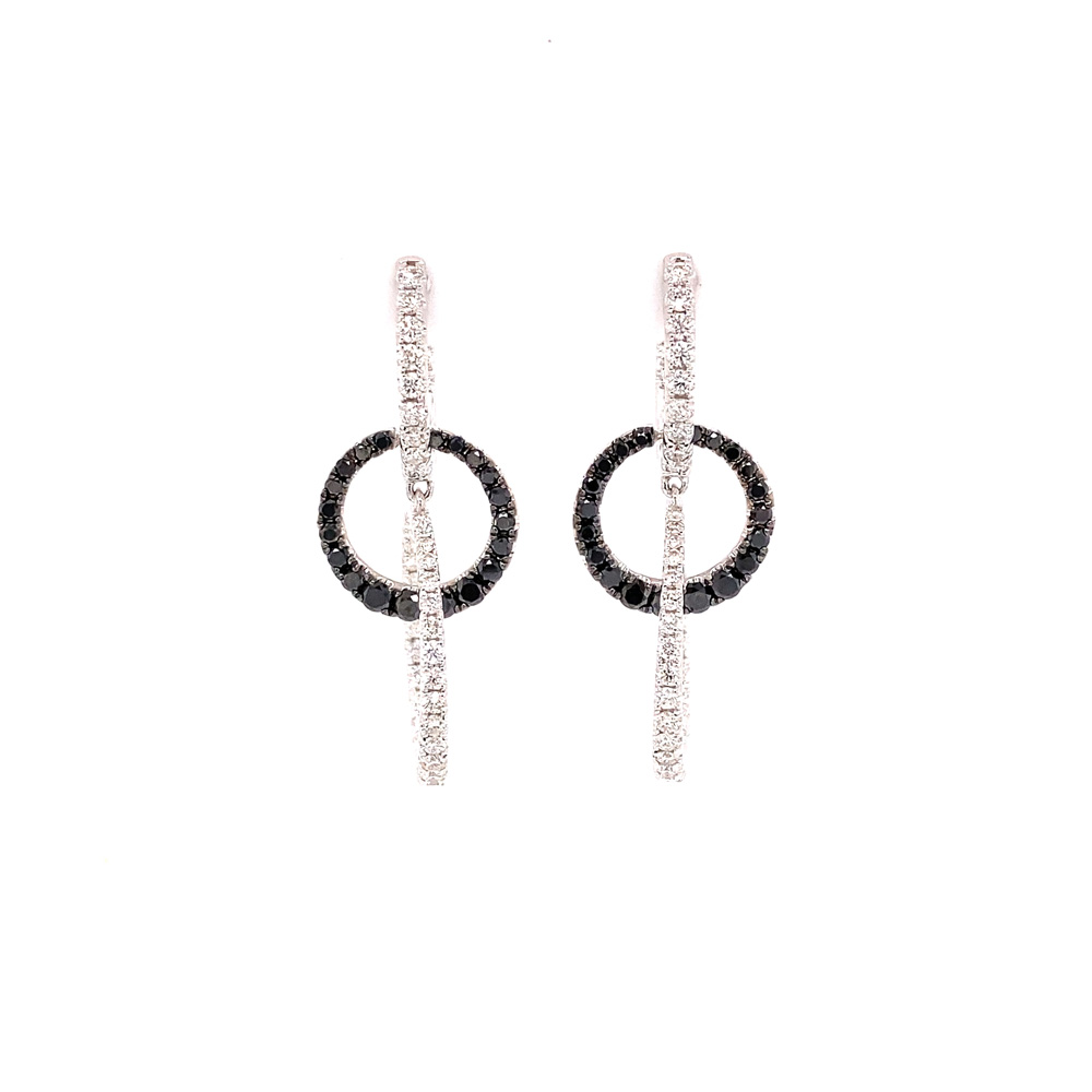 Black Diamond Earrings in 14K White Gold