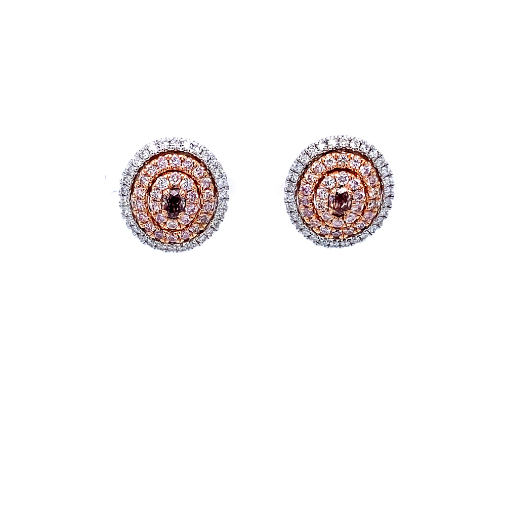 Pink Diamond Earrings in 18 Karat Two Tone Gold