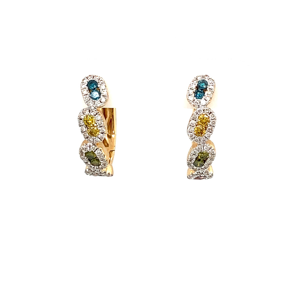 Multicolor Diamond Earrings in 14K Yellow Gold