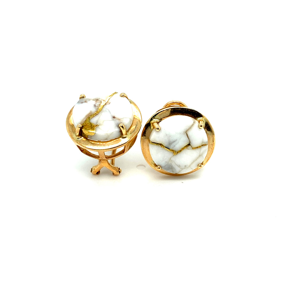 White Glacier Gold Earring in 14K Yellow Gold