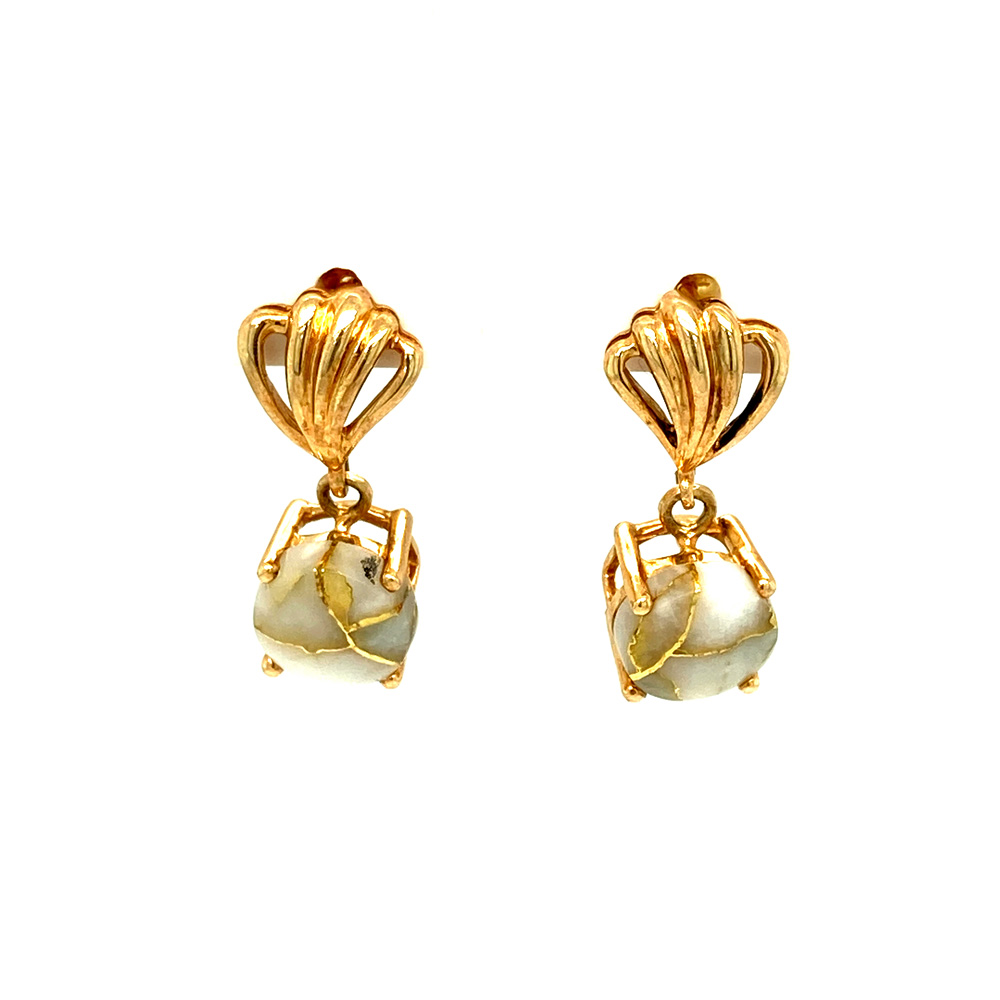 White Glacier Gold Earring in 14K Yellow Gold