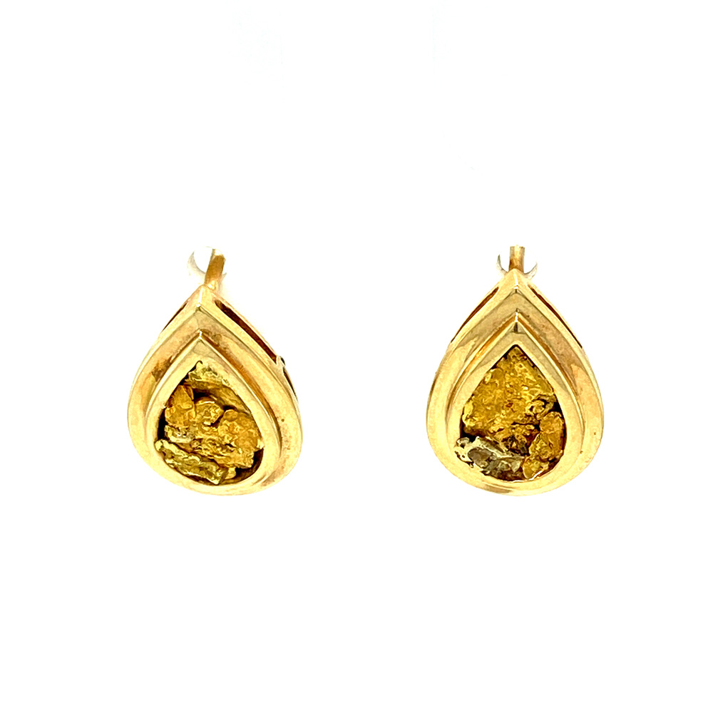Gold Nugget Earring in 14K Yellow Gold