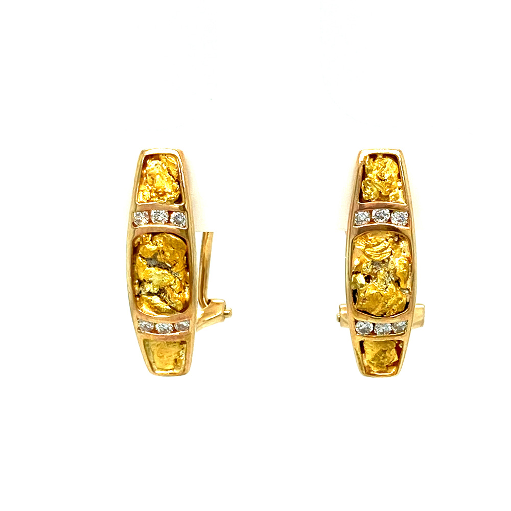Gold Nugget Earring in 14K Yellow Gold