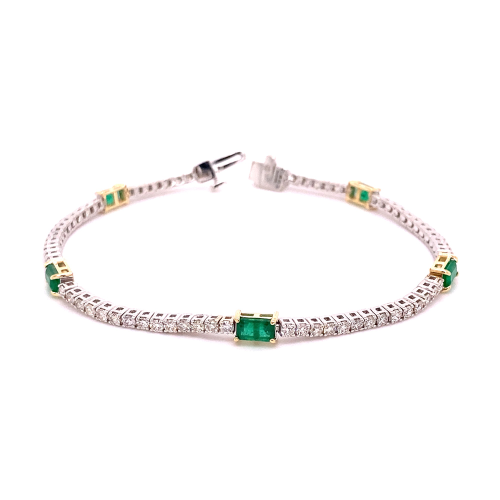 Emerald Bracelet in 14K Two Toned Gold