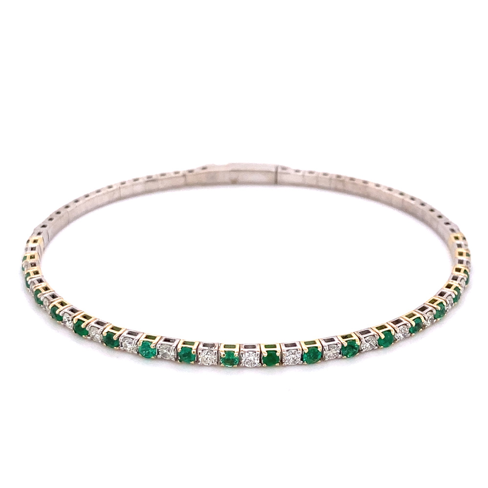 Emerald Bangle in 14K Two Tone Gold