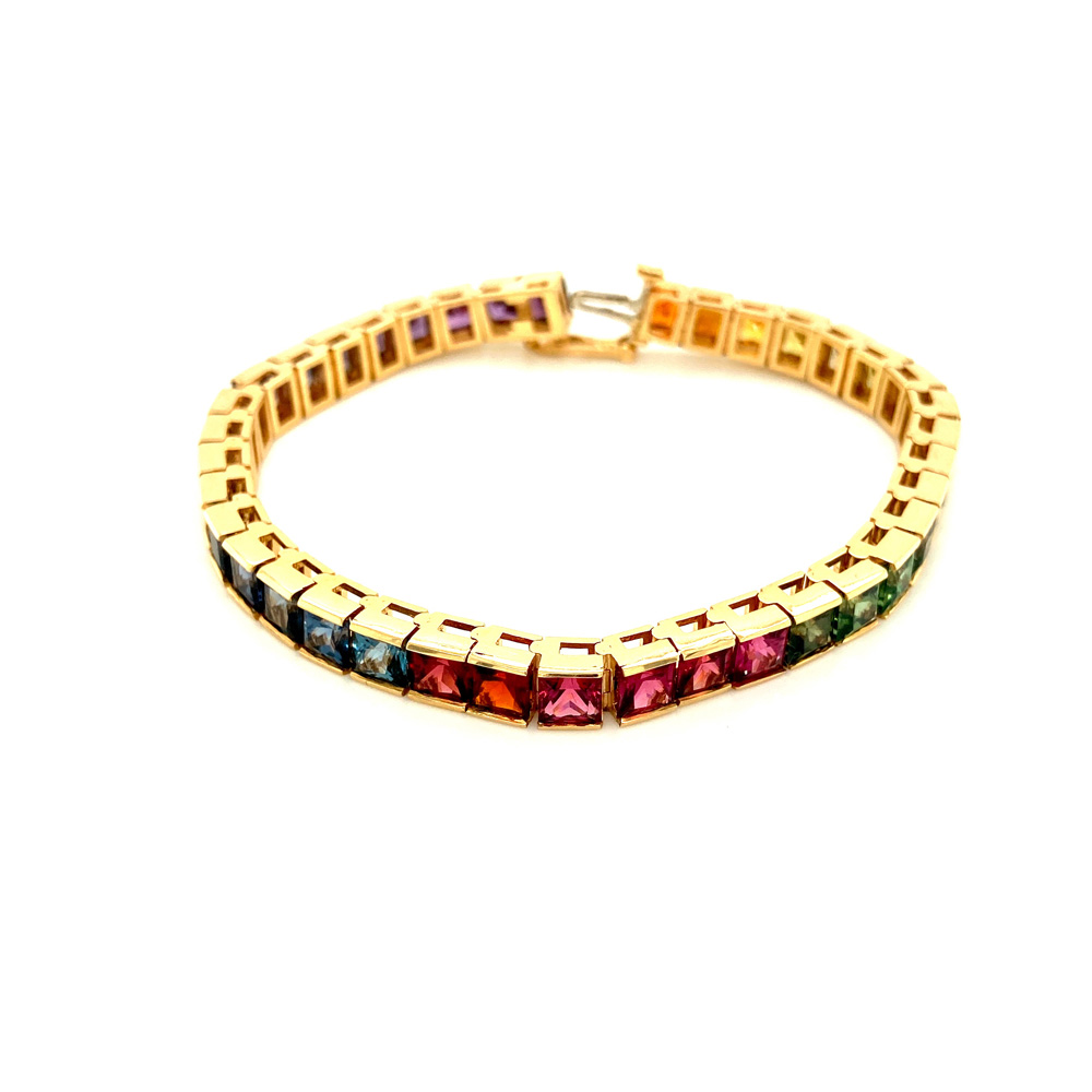 Multicolor Gemstone Bracelet in 14K Yellow Gold