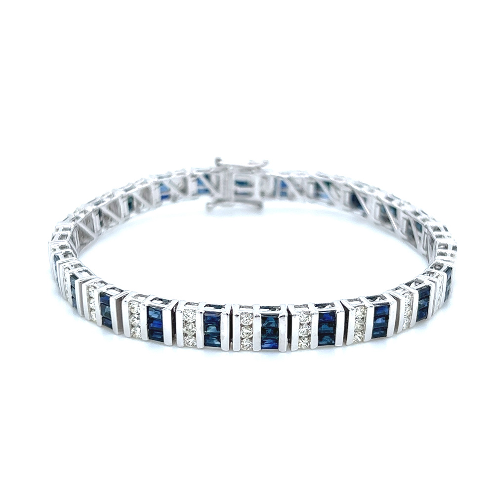 Blue Sapphire Bracelet in 14K White Gold