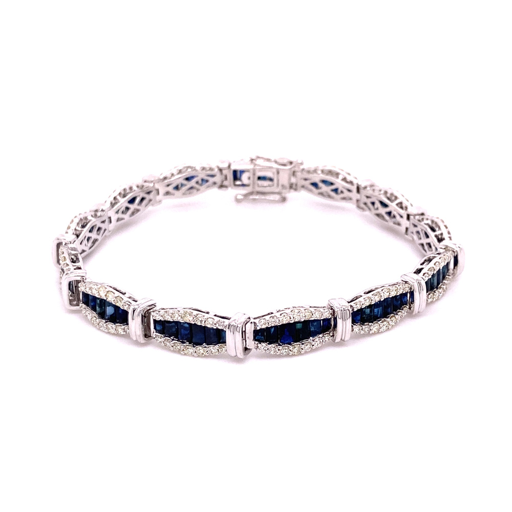 Blue Sapphire Bracelet in 14K White Gold