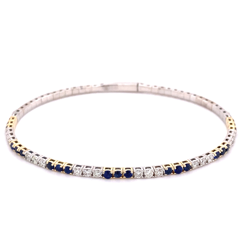 Blue Sapphire Bangle in 14K Two Tone Gold