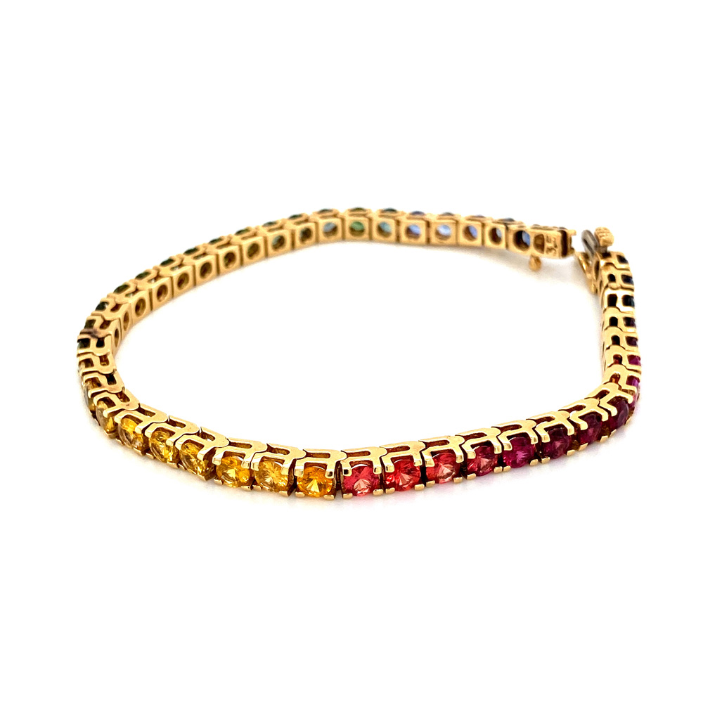 Multicolor Sapphire Bracelet in 14K Yellow Gold