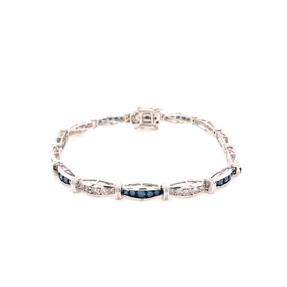 Blue Diamond Bracelet in 14K White Gold