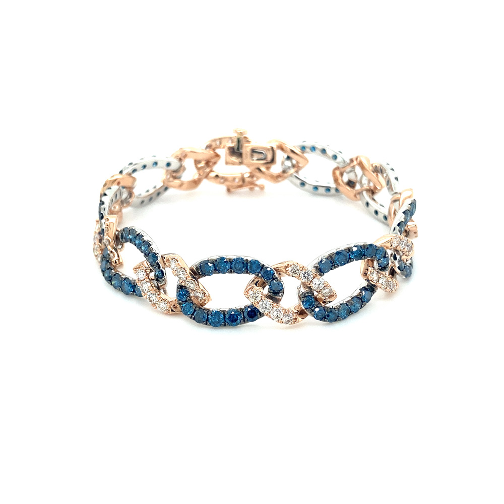 Blue Diamond Bracelet in 14K Two Tone Gold