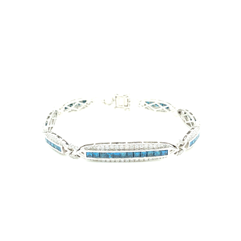 Blue Diamond Bracelet in 14K White Gold
