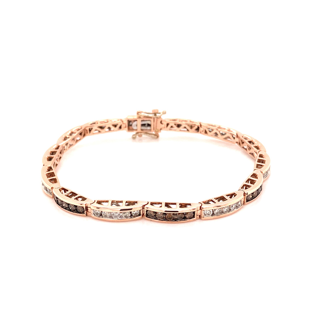 Orangy Brown Diamond Bracelet in 14K Rose Gold